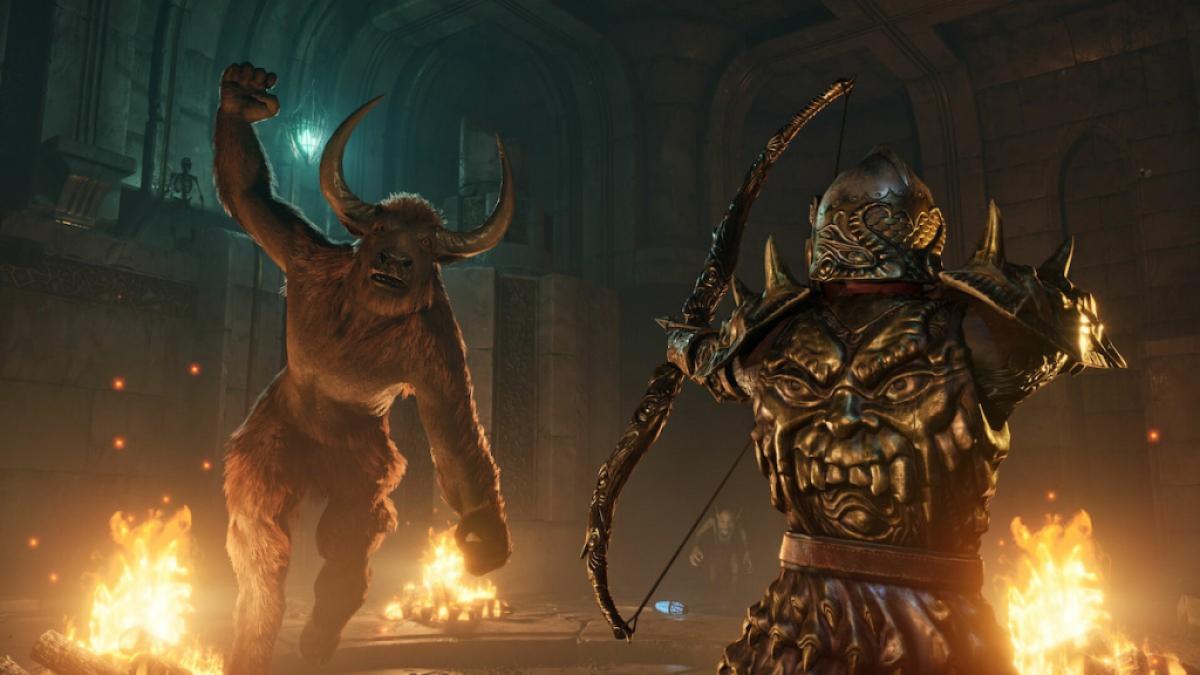 Jugador luchando contra una criatura en Oblivion Remastered