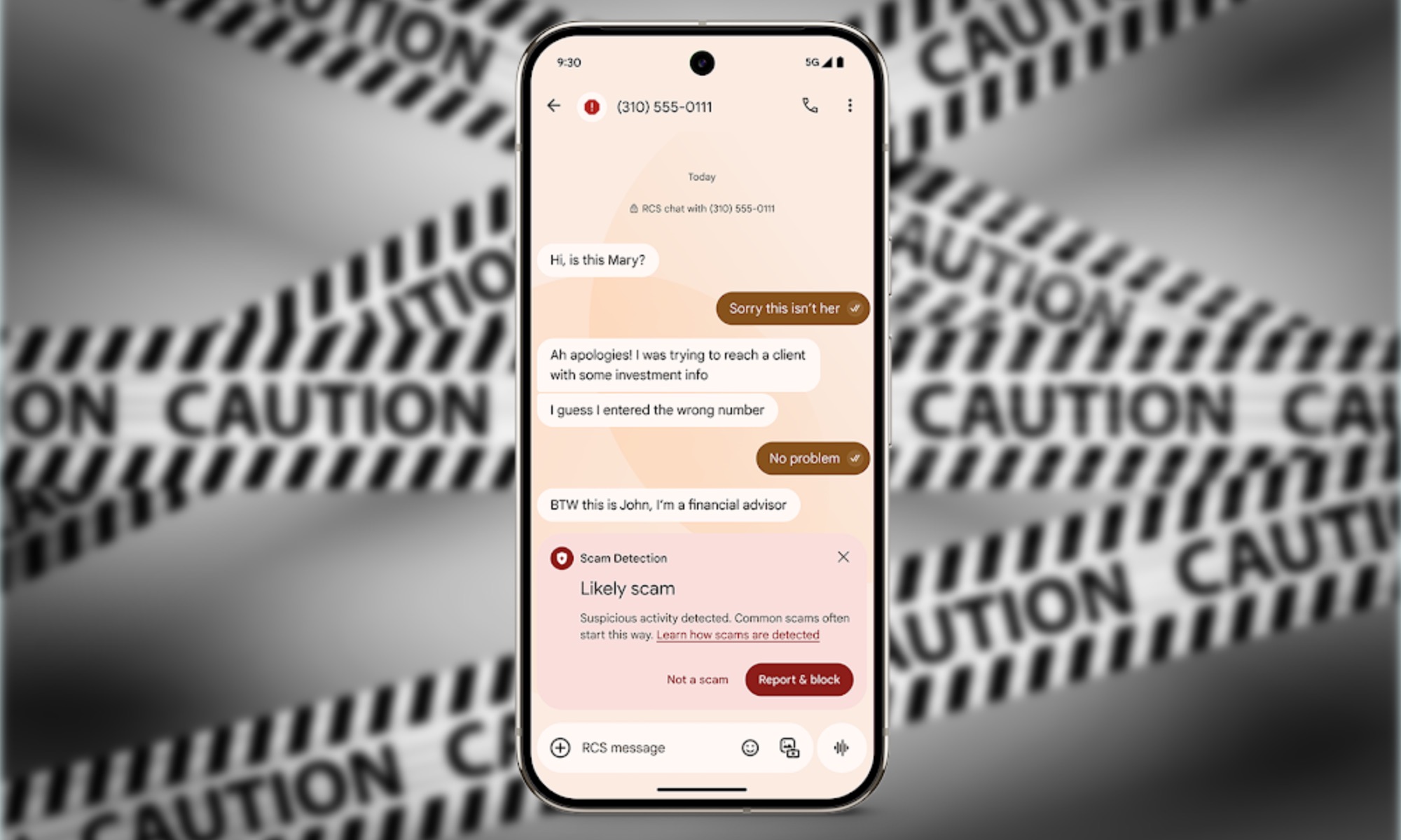 Características de prevención de estafas integradas en Google’s Phone y Messages.