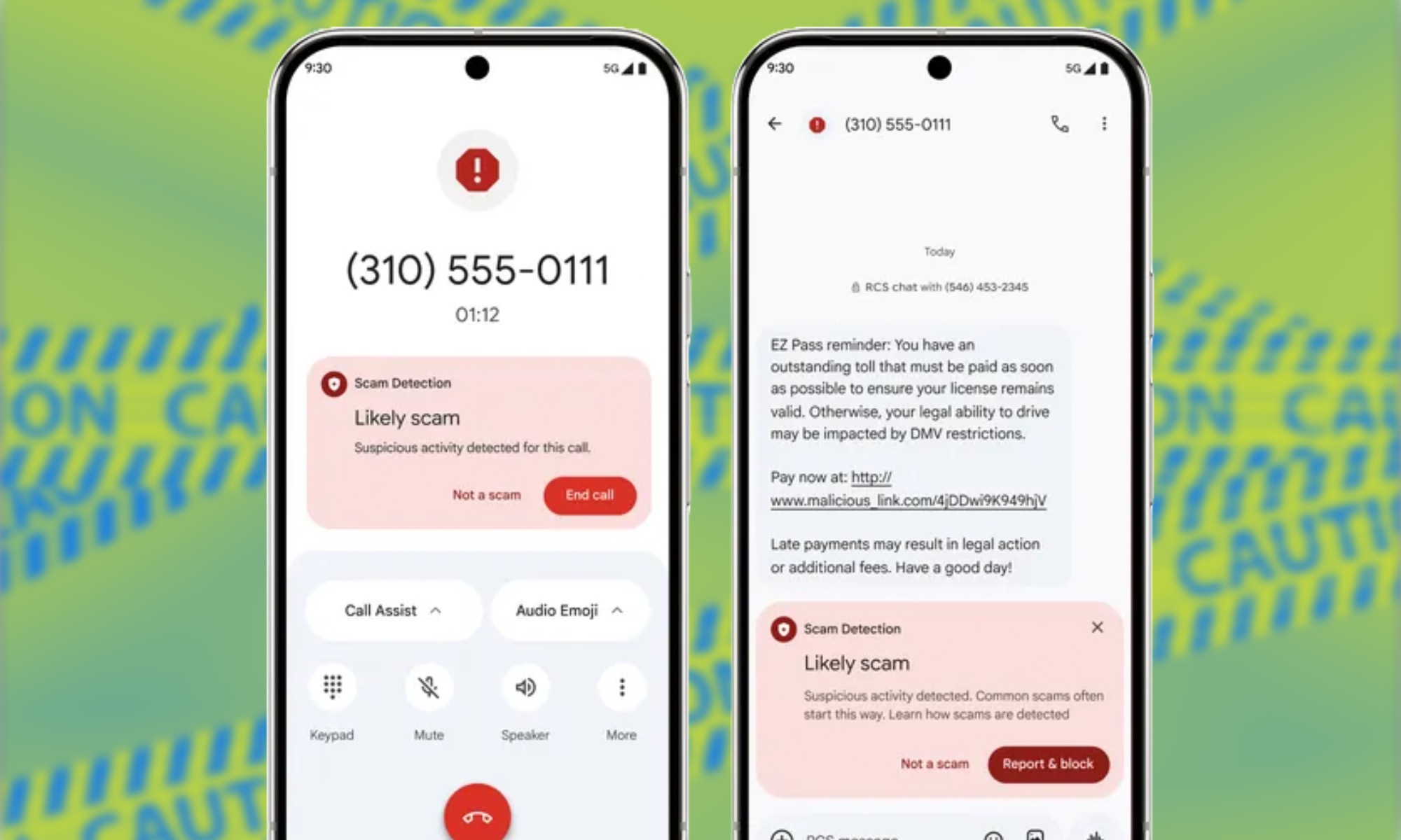 detección y advertencia en Google Messages y Phone.