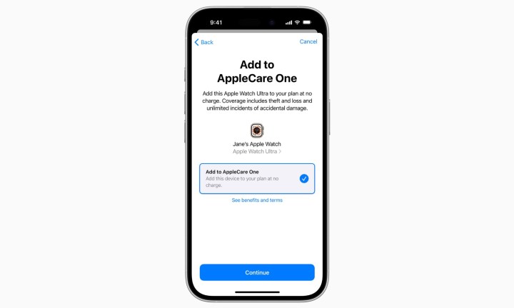 Utilizando el servicio AppleCare One en un iPhone.