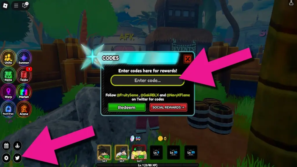 Cómo canjear códigos de All Star Tower Defense X
