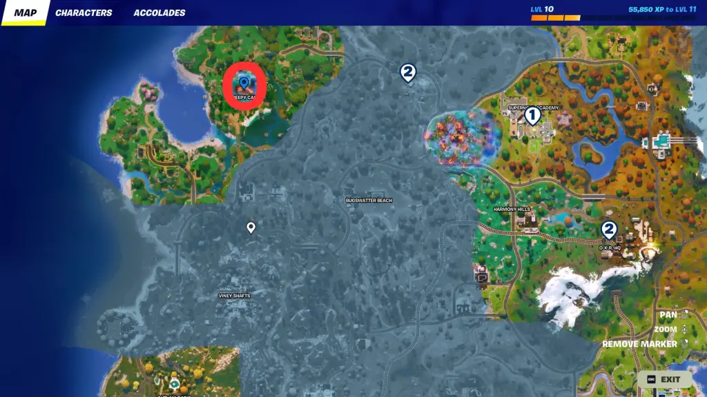 Ubicación de Jason Voorhees en Fortnite