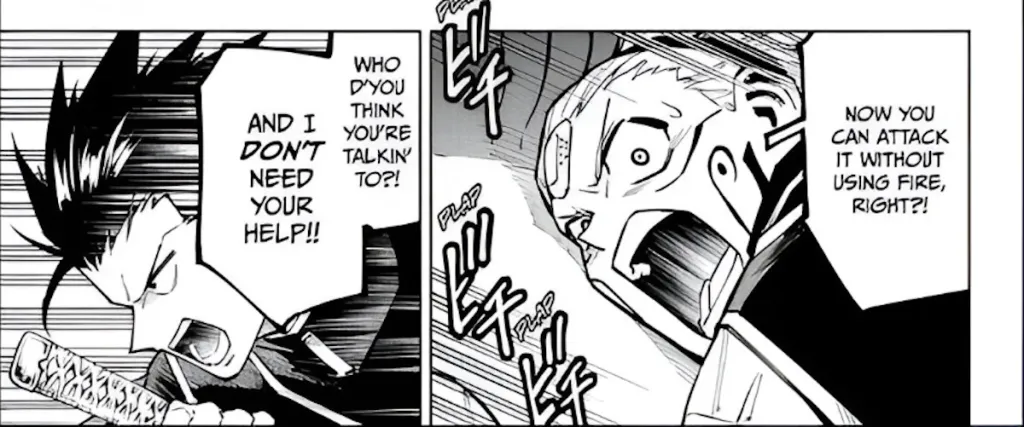 Maru y Tsurugi peleando en JJK Modulo