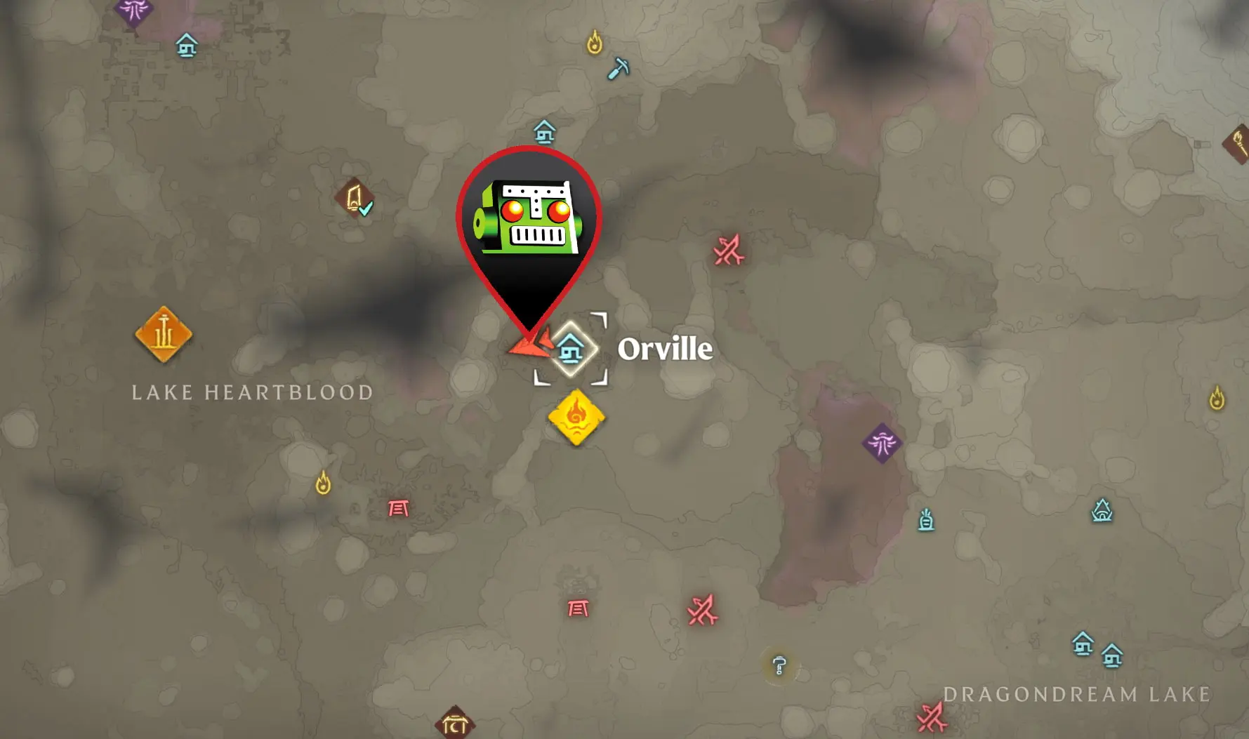 Un mapa de Enshrouded que muestra la ubicación exacta donde los jugadores pueden encontrar Arroz Crudo, un ingrediente necesario para hacer Arroz Cocido.