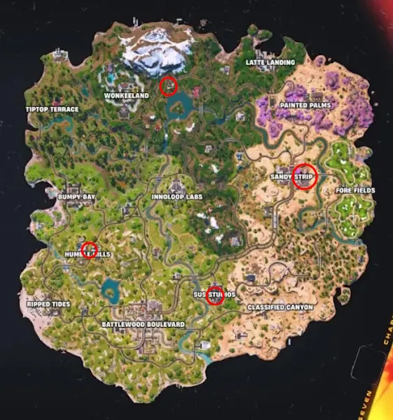 Ubicaciones del vehículo DeLorean en Fortnite en el Capítulo 7