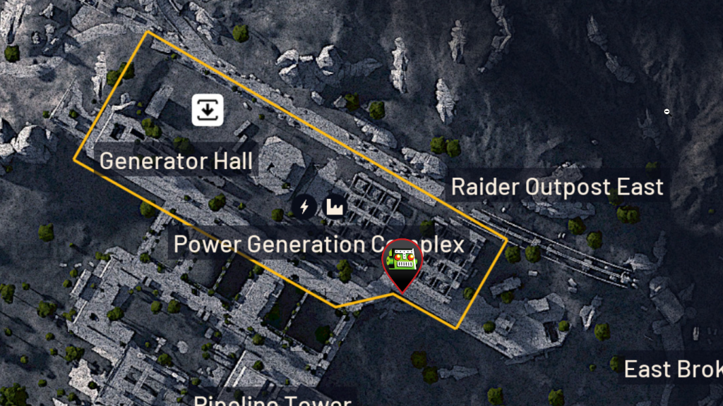 Un pin que muestra la ubicación de la Habitación de la Varilla de Poder en ARC Raiders.