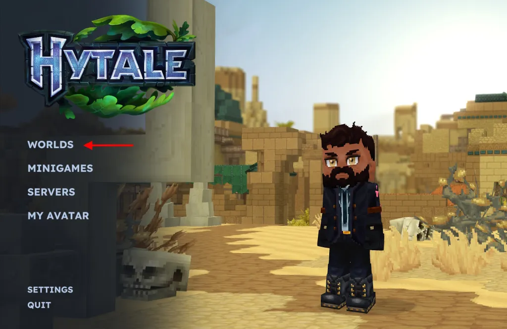 click on Worlds on Hytale