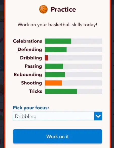 Practing sports in bitlife