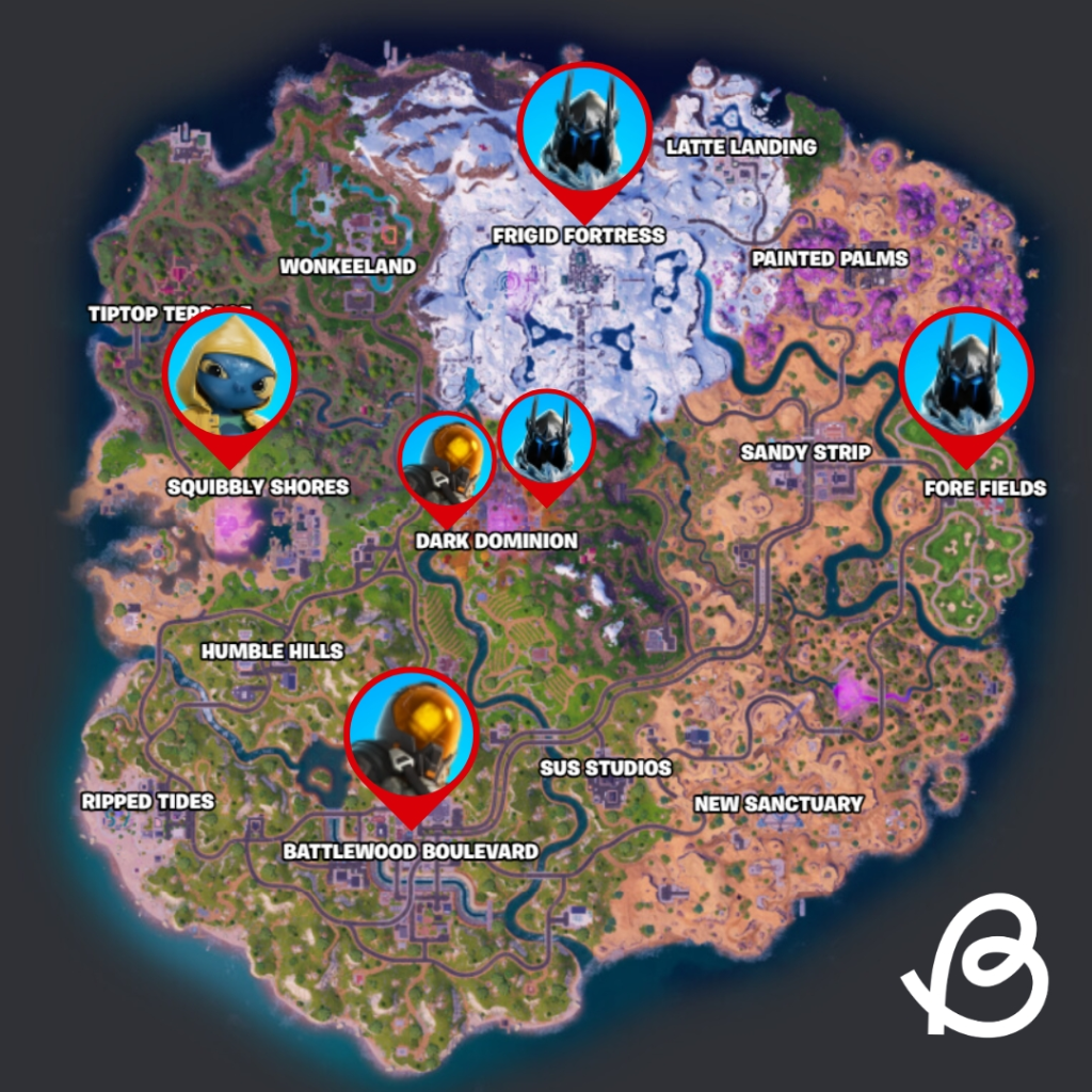 Ubicaciones de los jefes en Fortnite Capítulo 7 Temporada 2