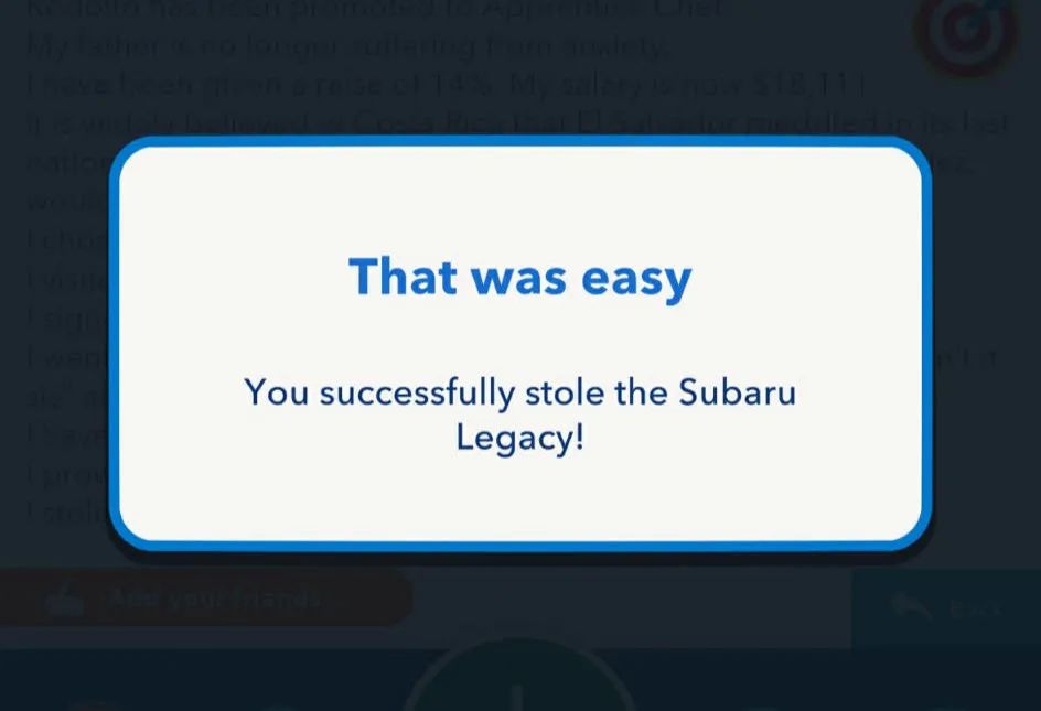 Robando un coche en BitLife