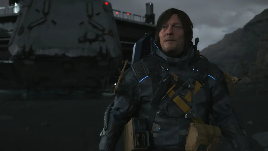 Sam en la playa en Death Stranding 2