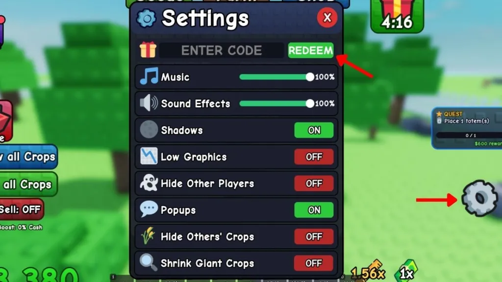 canjear códigos de Grow It RNG
