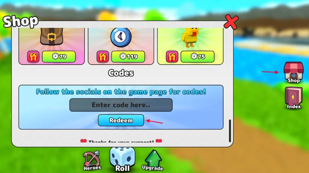 canjear códigos de RNG Heroes