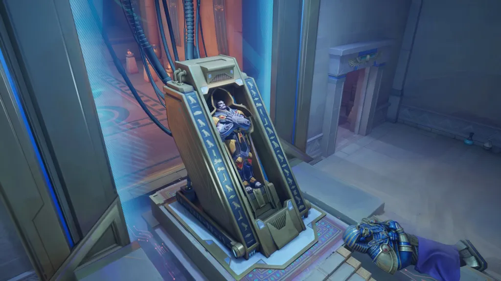 Cuerpo de Apocalypse en el mapa de Thebes en Marvel Rivals